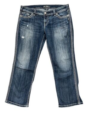 Silver Twisted Capri Jeans